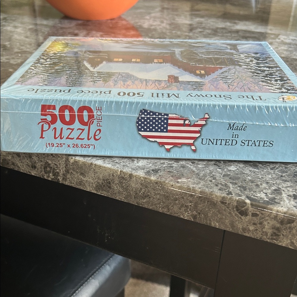 Brand new - The Snowy Mill 500 Piece Puzzle - Blue and Red - Picture 2 of 4